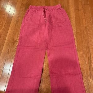 NWOT Athleta Retreat Linen High Rise Wide Leg Pant Sz 4